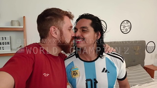 WORLD CHAMPION @TURKMXXX and @andresivanoff celebrate Argentina is World Champion. Blowjobs , feet fetish ?, kissing , and CUM  in the part 2